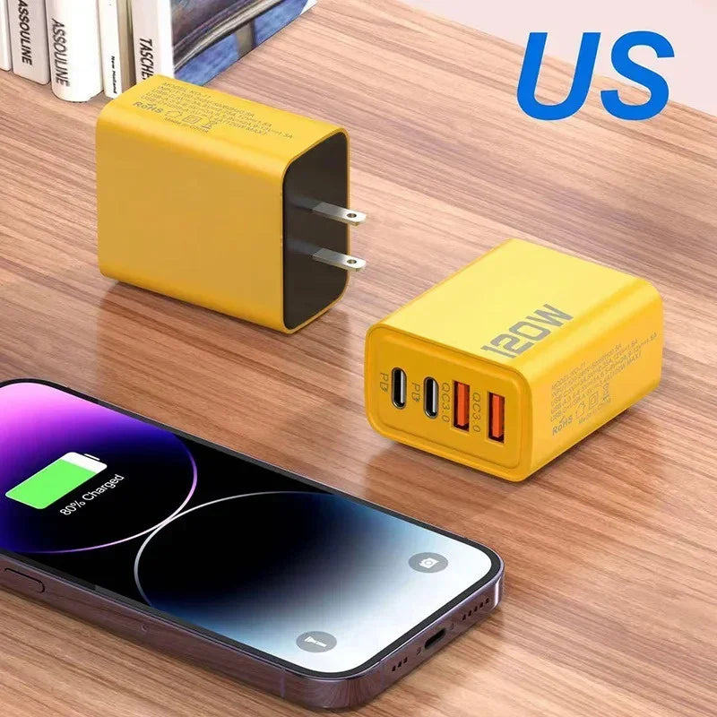 120W 3.0 USB & USB Type C Fast Phone Charger