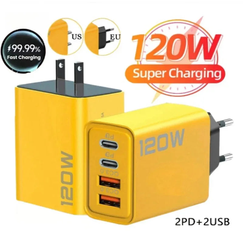 120W 3.0 USB & USB Type C Fast Phone Charger